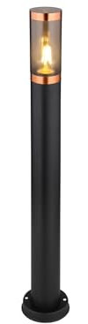 Moderne Wegeleuchte aus Edelstahl in Schwarz & Kupfer, Höhe 80cm
