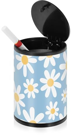 Cendrier en forme de fleurs de chrysanthème pour cigarettes de voiture avec couvercle en acier inoxydable portable pour l'extérieur Cendriers pour cigarettes pour bureau, voyage, maison