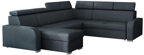 Mirjan24 Ecksofa Apollo 2rR2pLC mit Bettkasten und Schlaffunktion, Komfortecksofa, Eckcouch mit verstellbare Kopfstützen, Polsterecke, Wohnlandschaft für Wohnzimmer (Crown 15)
