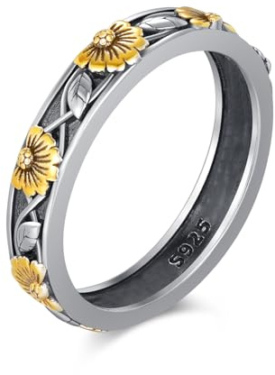 JFASHOP Tusensköna ring 925 sterlingsilver tusensköna för kvinnor – anti-stress stämningsring smycken gåvor för flickor