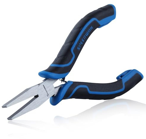 SPEEDWOX Alicates de punta plana – Acero al carbono, niquelados, mango ergonómico TPR – Alicates de precisión para hacer joyas