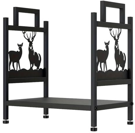 MagiDeal Portalegna da per Esterni e Interni, in Ferro, Organizer per Pile di Legna, Decorazione per Indipendente, portalegna da per