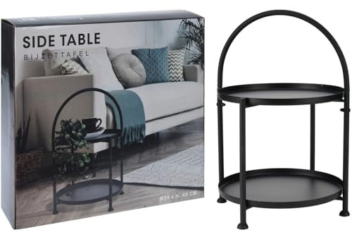 Mojawo Praktischer Beistelltisch Deko Sofatisch Kaffeetisch Blumentisch Dekotisch Tisch 2 Etagen Metall Ø34xH45cm