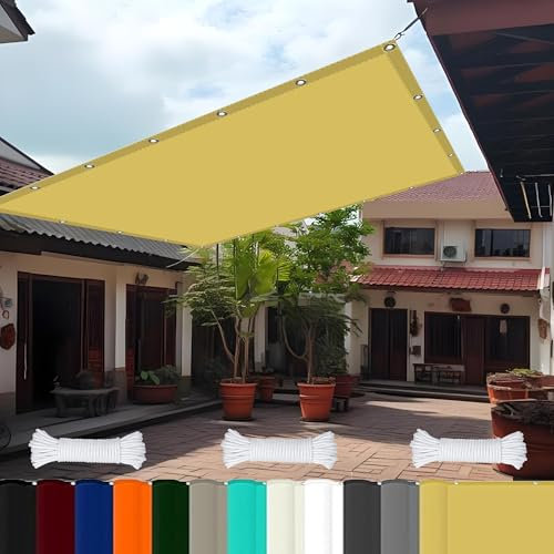 Sonnensegel Sonnenschutz Rechteckig 0.6 x 4 m Reißfest Uv-Schutz Nach Mass Polyestergewebe mit Seil Windschutz Überdachung Plan Sonnensegel Sonnenschutz für Garten Terrasse, Creme Farben