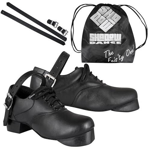 SHADOW DANCE UK - Black Irish Jig Shoes for Dancing – Top-Notch Fiberglass Tips & Heels – Lightweight & Durable – Hard Shoes for Kids & Adults – Ideal for Beginners/Professionals