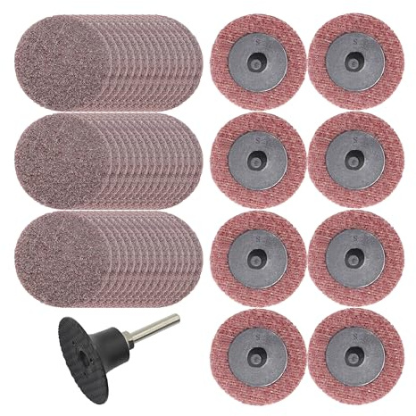 Merryland Disques Abrasifs à Changement Rapide 50mm Meuleuse À Rectifier, 50 mm Moyen Disque de Conditionnement de Surface 50 Pièces Avec Tige De 6mm, Rondelles En Non-Tissé Métal Acier, DGTAA52C2