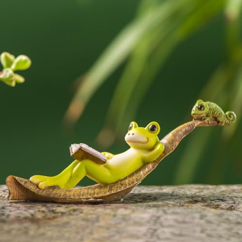 Gartenteich Deko Figuren Frosch Teichfiguren für Außen Landschafts Tier Dekoration,Mini Teich Deko Garten Frösche für Miniteich,Dekofiguren Feen Micro Landscape Ornaments Gartendeko für Draußen (06)