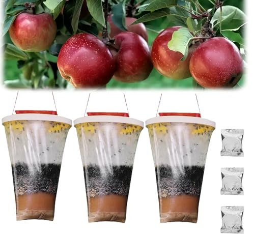 Generico Kit Trappola per Mosche, 3 Pezzi Trappola per Antimosche, Cattura Mosche con Alimenti, per Giardino, Casa, Cucina, Zanzare, Esterno, Interno