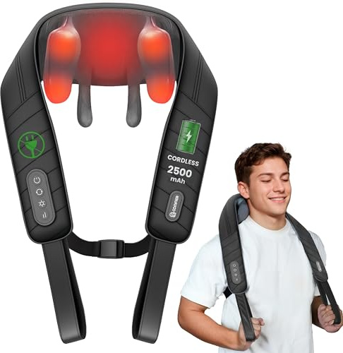 COMFIER Massaggiatore cervicale con calore, massaggiatore shiatsu, massaggiatore dorsale per collo, schiena, spalle, vita, gambe, muscoli