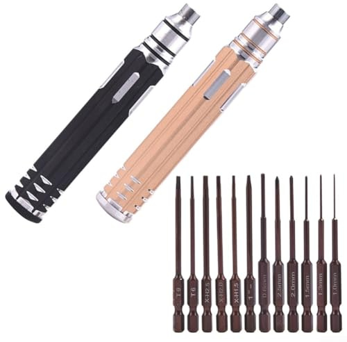 Essential 12 in 1 Screwdriver Kit for RC Hobbyists Perfect for T6, Hex, and Screws Assembly (black)