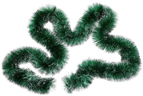 Homoyoyo Guirnalda de Espumillón Decorativa Navideña de Cinta Colgante para Pared y Fiesta Color Verde con Plateado para Ambientar Interiores y Exteriores Navidad