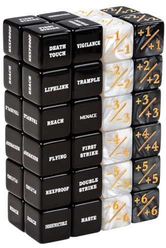ZORVYN 48 MTG Würfel Zähler Set Token Counter Acryl gezinkte Würfel für Magic the Gathering Kartenspiel Zubehör
