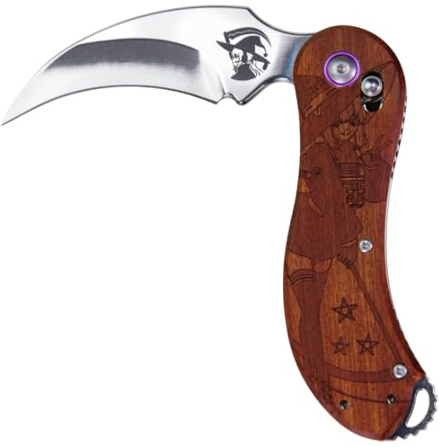 Ktactical Pocket Scythe Reaper Knife Real Wood
