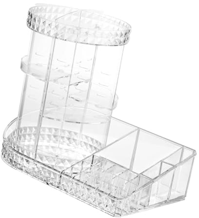 CLISPEED Scatola per Cosmetici Girevole in Acrilico Scomparti Multipli Organizer Compatto per Trucco da Tavolo Contenitore Resistente per Conservazione Cosmetici