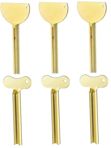 Zahnpasta Quetscher aus Metall 6 Stück Zinklegierung Gold | Manueller Tubendrücker für Zuhause und Salon, Passend für Zahnpasta und Kosmetik, Robust und Tragbar