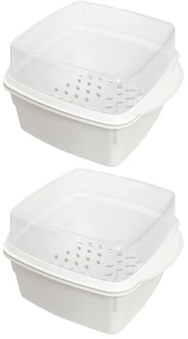 ZUNOXAZ 2 Pezzi Vaporiera per Microonde con Coperchio Trasparente e Vassoio Contenitore per Cottura Veloce di Verdure Pane Ravioli Dimensioni Impilabile e Antigoccia per Cucina Salutare