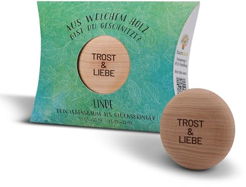 Baumstark „Trost & Liebe“ Trostspender aus Lindenholz – Liebe, Stärke & Geborgenheit schenken | Handschmeichler Holz, Mutmacher, Schutzengel & Geschenk für Frauen in Trauer oder Krankheit