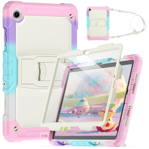 SEYMCY for Samsung Galaxy Tab A11+ /A9+ Plus Case Kids 11 Inch | Full Body Shockproof with Screen Protector, Built-in Folding Stand, Shoulder Strap for Samsung A11+/A9+ Tablet Case, Purple