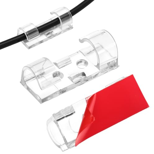 QWORK® 50 Pezzi Clip Cavo Autoadesive Trasparenti, Ferma Cavi 4CM Grande, per Scrivania, Ufficio e Casa