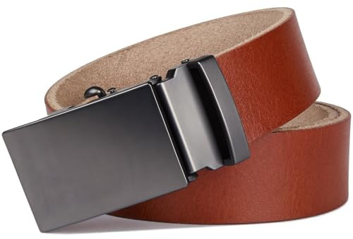 FELLERZ Gürtel Herren Leder Automatik - Ledergürtel Stufenlos Verstellbar Ohne Löcher - Automatikgürtel Business Anzug Belt Men - Herrengürtel Schwarz Geschenke Männer