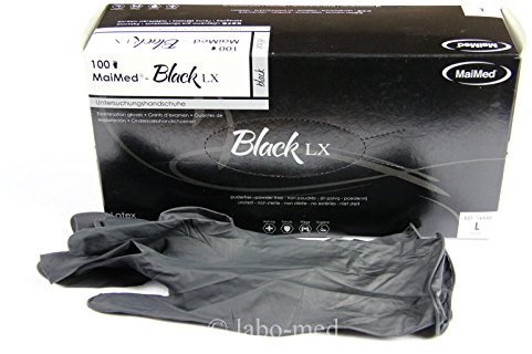 Latex Untersuchungshandschuhe Gr. L - schwarz - 1 Box / 100 Stück