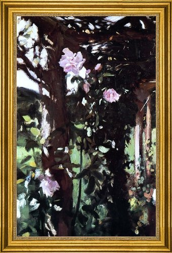 Art Oyster John Singer Sargent A Rose Trellis (also known as Roses at Oxfordshire) - 18 x 27 Premium Canvas Print with Gold Frame