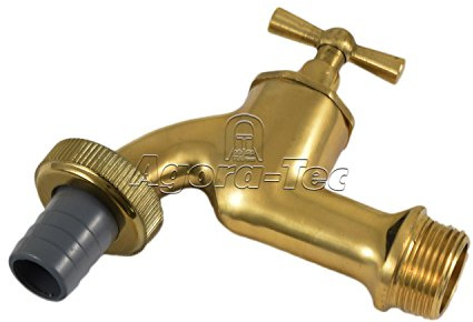 Agora-Tec Wasserhahn Messing poliert 1/2 Zoll AG mit 1/2 Zoll Schlauchtülle (Auslaufventil für Garten Schlauch)