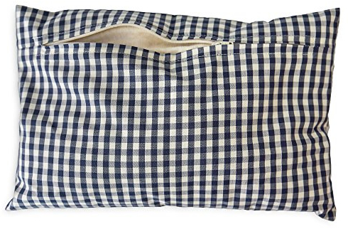 Kräuterkissen 30x20cm, Bio-Bezug blau-weiß + Bio Inlett natur - Duftkissen - 8- Kräuter Kissen mit Salbei, Anis, Kamille, Pfefferminze, Thymian, Rosmarin, Melisse, Lavendel