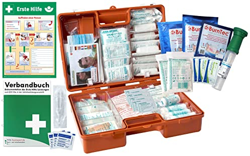 Erste-Hilfe-Koffer Gastro PRO + für Betriebe nach aktueller DIN/EN 13169 inkl. AUSHANG, Augenspülung + Brandgel + detektierbare Pflaster + Hydrogelverbände