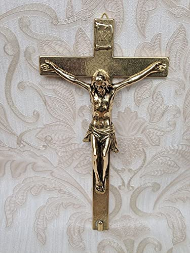 artissimo Wandkreuz Jesuskreuz Gold Messing Massiv Jesus am Kreuz 30x16cm Kruzifix Jesus Christus