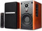 SINGING WOOD BT25 Active Bluetooth 5.0 Bookshelf Speakers with Built-in Amplifier -2 AUX Input - Full Function Remote Control -Wooden Enclosure - 50 Watts RMS (Cherry Wood)