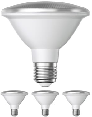 ledscom.de 4x E27 LED Leuchtmittel, PAR30 kurzer Hals, weiß (4200 K), 13 W, 1025lm, 43°, Reflektorspiegel (silber)