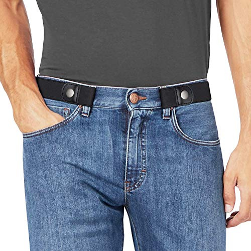JasGood Herren Schnallenloser Gürtel Elastischer Gürtel Ohne Schnalle 3,5cm Breite, Herren Schnallenfreier Unsichtbarer Gürtel für Jeans Hosen