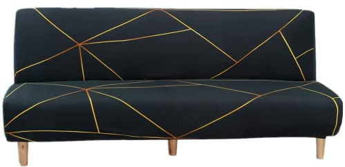 Mingfuxin Armless Sofa Bed Cover, Spandex Stretch Futon Slipcover Protector, Non-Slip Elastic Folding Couch Sofa Shield Fits for 2-3 Seater Folding Sofa Bed without Armrests(Printed #2842)