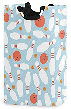 Bowling Ball Pins Orange Dot Laundry Hamper with Handle Large Waterproof Collapsible Storage Basket Tote Bag for Bathroom Washing Bin Dirty Clothes Travel