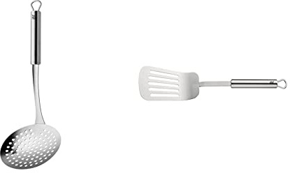 WMF Profi Plus Schaumlöffel Edelstahl 30 cm, Schaumkelle & Profi Plus Pfannenwender 32,2 cm, Bratenwender, Cromargan Edelstahl teilmattiert, spülmaschinengeeignet