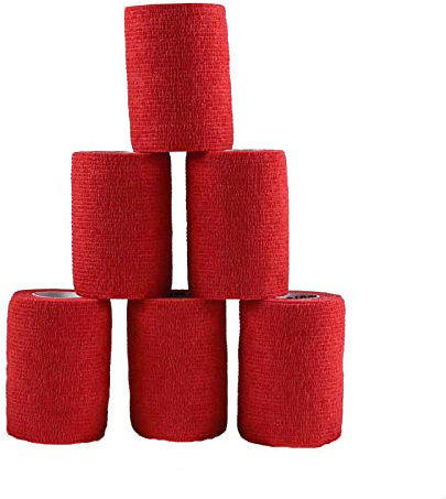 1/3/6 Haftbandagen Größe+Farbe wählbar - selbsthaftende Bandage Fixierverband selbstklebend, Farbe:6 Stück | 7.5 cm | rot