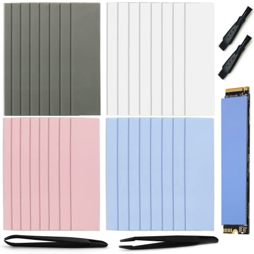 32 Pcs 3 X 0.8 Inch Silicone Thermal Pad, Reusable Therma Pad, Conductive Silicone Pad Each Thick, For Gpu Heatsink Cpu Chip Heat Conduction(2 Tweezers,2 Anti Static Brush, 1 Storage Box)4 Colors