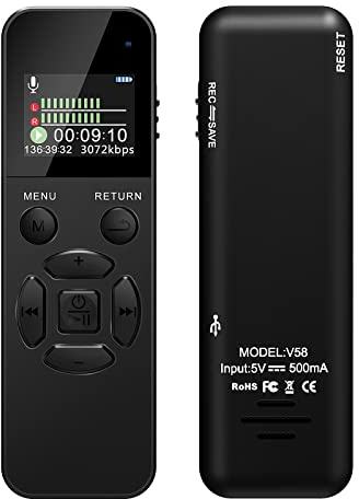 Vivaniir 64GB Diktiergerät Digital, 1536kbps Stimmenaktivierung Diktiergerät mit 35 Stunden Aufnahmezeit, Wiederaufladbarer Aufnahmegerät mit USB-C für Vorträge Besprechungen Interviews