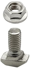 KLAK 20 - Hammerkopfschraube T-Schraube M5 12mm Nut 6 Aluprofil 20-er 10 Stück + Mutter