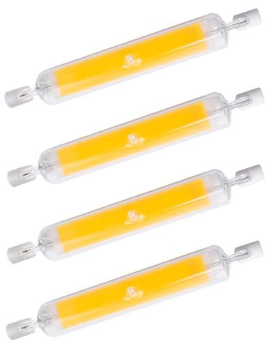KIMROO 15W 118mm R7S LED Bulbs(4 Pack) 150W Halogen Equivalent J-Type 120V Dimmable T3 R7s Base Double Ended Flood Light for Landscape Light (White)