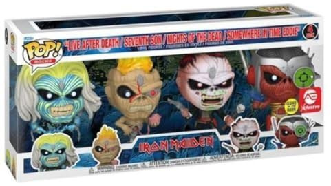 Funko Pop! Rocks Iron Maiden Glow in the Dark 4 pack Eddie Vinyl Figure One Size, Black (FUN69586)