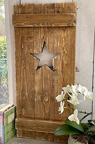 windschief-living Landhaus Fensterladen Stern nuss, Shabby Antique chic Handgefertigt