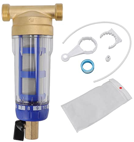 BORDSTRACT Filtro per L'Acqua a Sedimenti Spin Down per Tutta La Casa, Connettore in Rame Puro per Lavaggio a Controcorrente G1/2in, Riutilizzabile, per Lavatrici, Scaldabagni, Depuratori d'Acqua