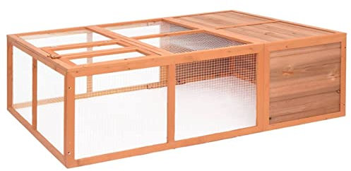 BULANED Garten-Tierkäfig, Kaninchenstall, Hasenkäfig, Wachtelstall, Kleintiergehege Außen, Freilaufgehege Kaninchen, Meerschweinchen Auslauf, 150x100x50 cm Massivholz Tanne