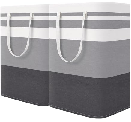 2-Pack 75L Large Laundry Basket Waterproof washing basket Freestanding Tall Laundry Hamper Collapsible Laundry Bags with Extended Handles for store and transport dirty laundry.