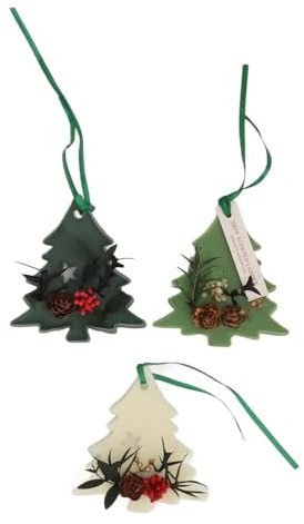 gernie 3 Packungen Weihnachtliche Duftsäckchen, Hängender, Weihnachtsbaumförmiger Duftwachsduft, Langlebiger Raumduftsäckchen, Lufterfrischer, Blumige Aromatherapie-Wachstablette für den