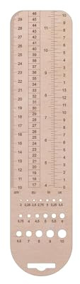 Knitting Needle Gauge, Stricknadelmaß, Knitting, Strickwerkzeug, Stricknadel-Lineal, Ruler, Stricknadelmaß auf Holz, Kunststoff-Messgerät 2 mm – 10 mm