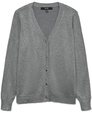 VERO MODA VMSILJE LS V-hals cardigan GA NOOS, Medium grå melerad, L