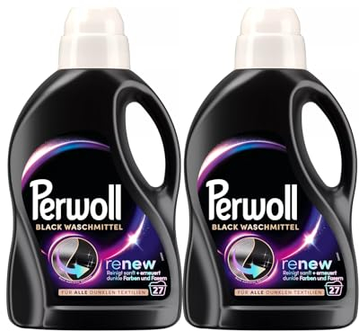 Perwoll Renew Black Waschmittel 2x 27 WL (54 Waschladungen), Feinwaschmittel reinigt sanft und erneuert dunkle Farben und Fasern, für alle dunklen Textilien, mit Dreifach-Renew-Technologie